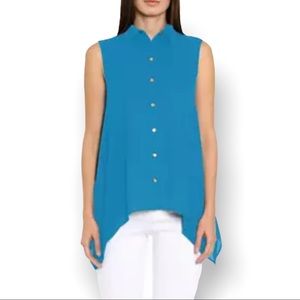 MICHAEL KORS Women’s Sleeveless Top Button Up Handkerchief Hem Size XL